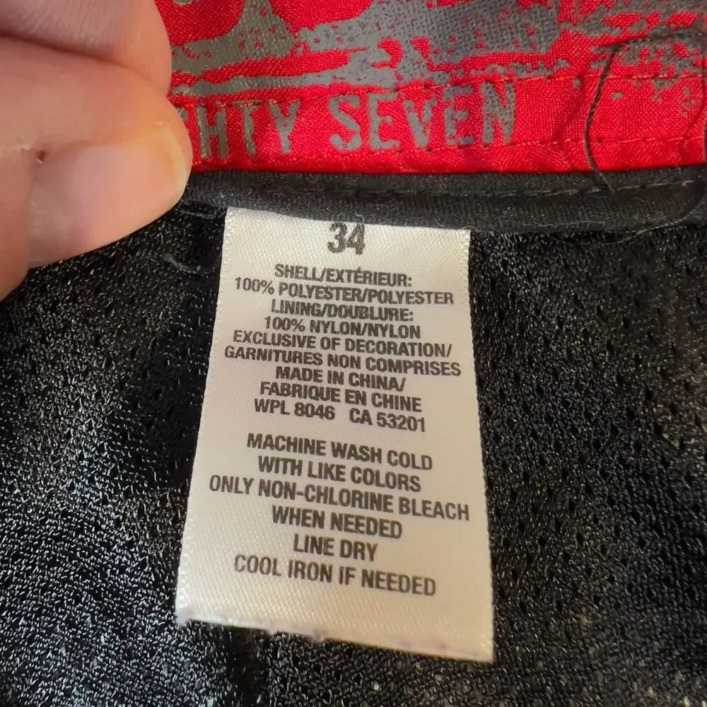 Aeropostale 1987 Board Short Swim Trunks Men 34W Black Red Grey Plaid Pocket